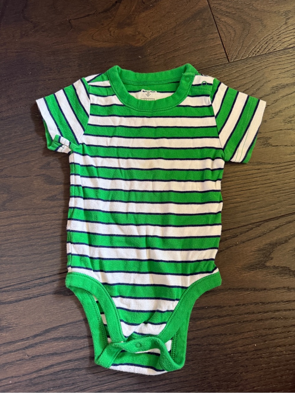 Old Navy Green & White Striped Baby One-Piece Bodysuit